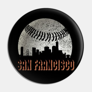 Vintage San Francisco Downtown Skyline Baseball For Game Day Pin