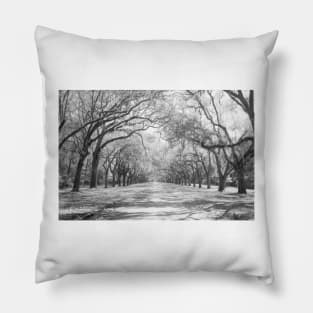 Live Oaks And Spanish Moss Wormsloe State Historic Site Savannah Pillow