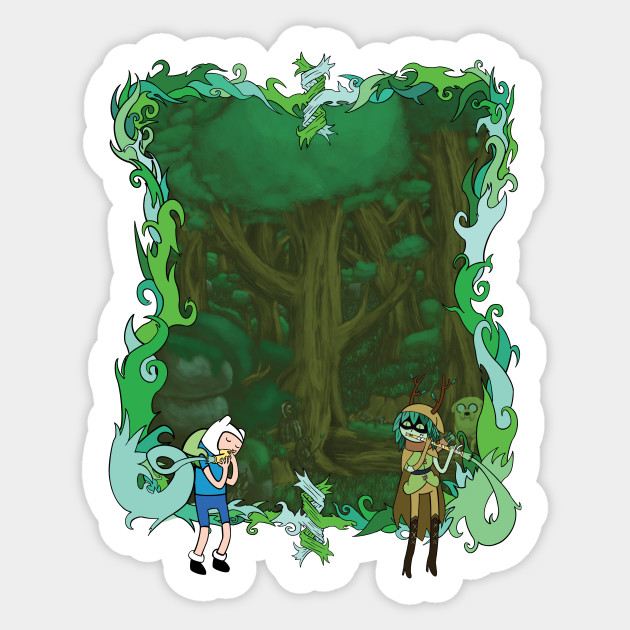 Adventure Time Flute Spell With Finn Huntress Wizard And Jake Adventure Time Sticker Teepublic Au