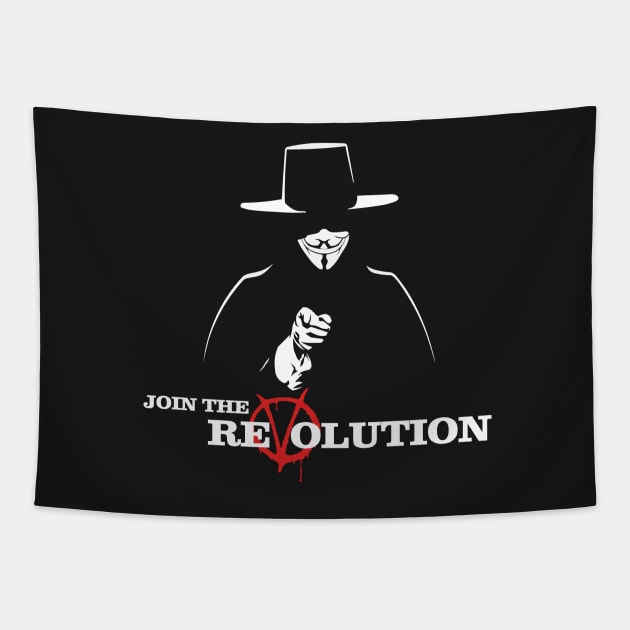 V for Vendetta Join The Revolution! Tapestry by KrateMilk