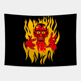 Vintage Flash Tattoo Style Vintage Devil Tapestry