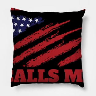 My Favorite Firefighter Calls Me Mom American Flag Pillow