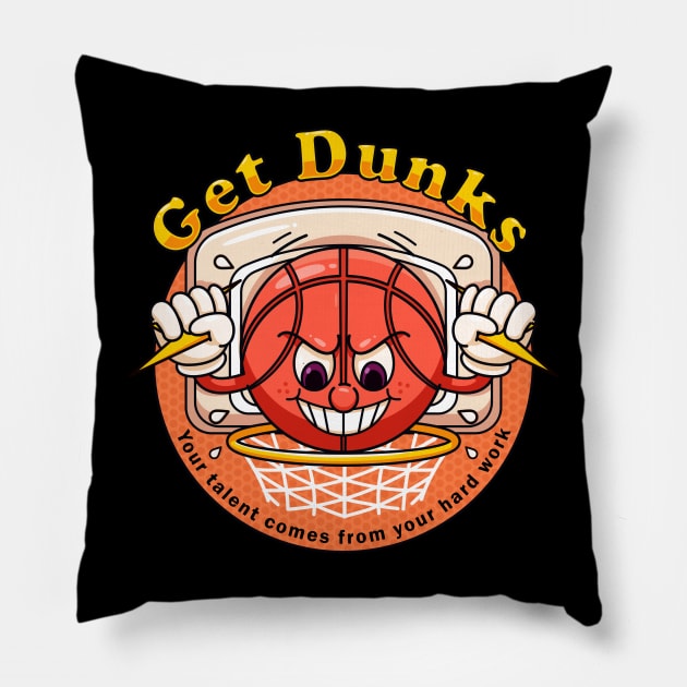 Get Dunks, the cartoon basketball mascot Pillow by Vyndesign