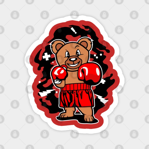 BOXING BEAR CARTOON Magnet by beanbeardy