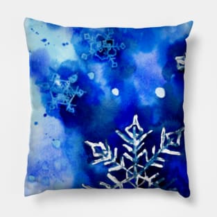 Blue Blurry Snowflakes Pillow