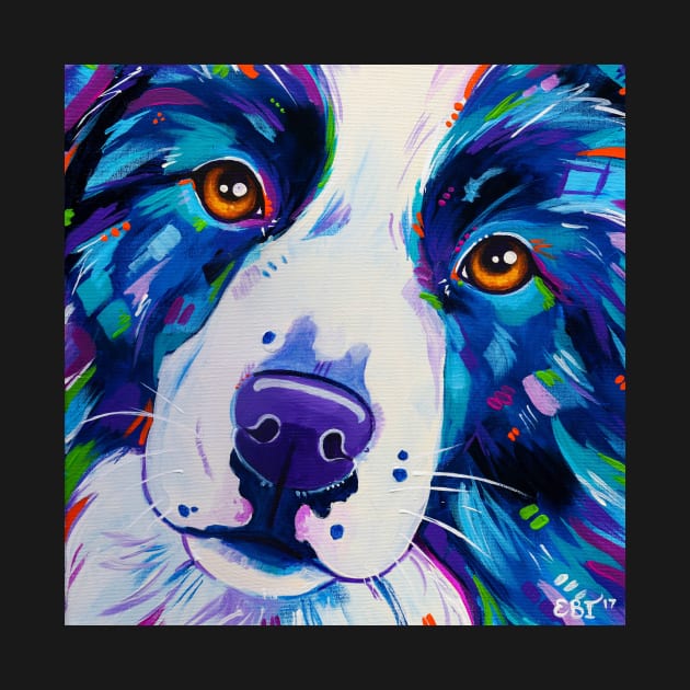 Border Collie Dog Close Up by EveiArt