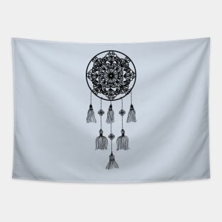 Black dreamcatcher over soft pink Tapestry