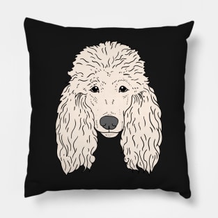 Poodle Dog Face Hand drawn white fur Pillow