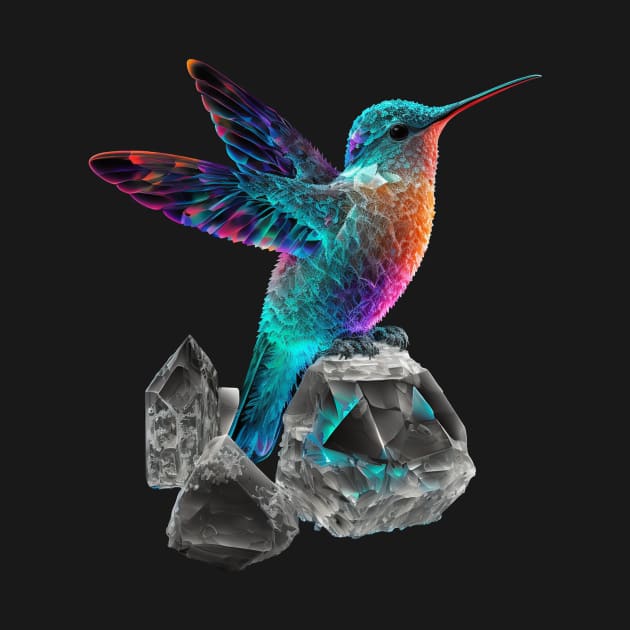 Psychedelic Hummingbird and Space Crystals by SCHummingbirds