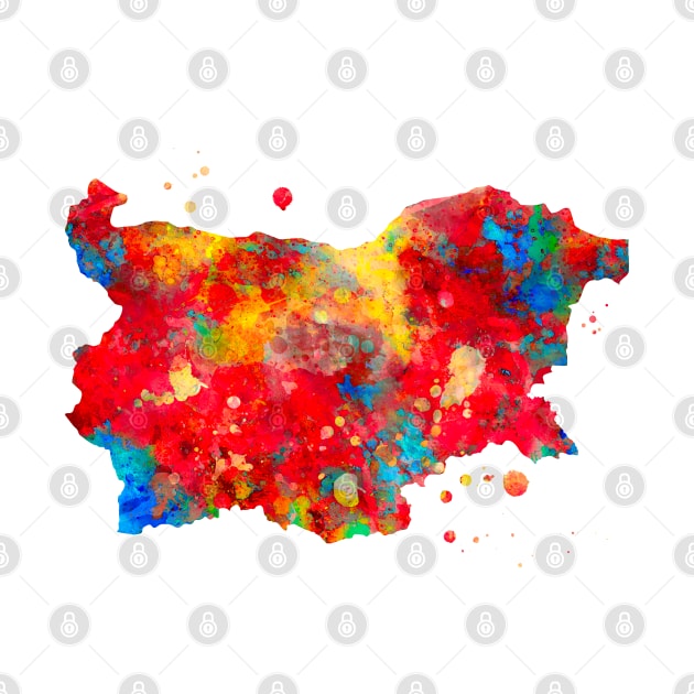 Bulgaria Map Watercolor Painting by Miao Miao Design