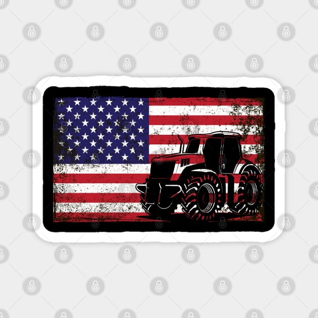 Tractor American Flag patriotic vintage farming Magnet by DragonTees