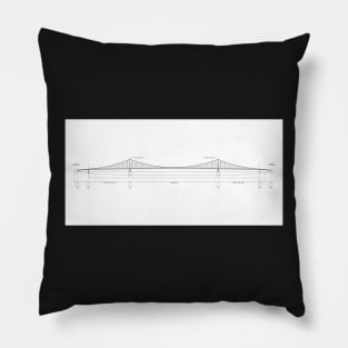 Mackinac Bridge Blueprint on White Pillow