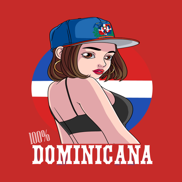 100% Dominicana Strong Girl Dominican Republic Pride Flag by Noseking