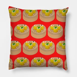 Dim Sum Funky Hong Kong Street Food Bright Red - Pop Art Pillow