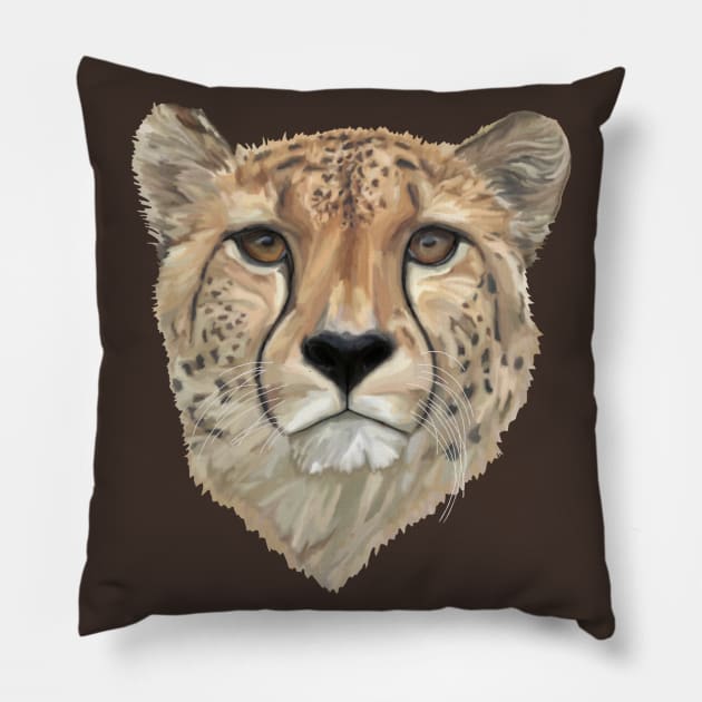 Watercolor Cheetah Portrait Pillow by Art by Deborah Camp