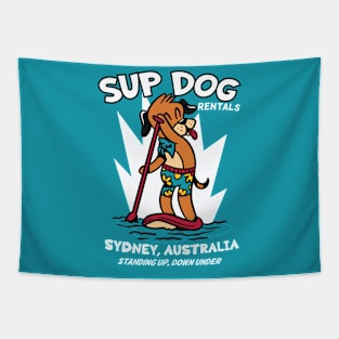 SUP Dog Rentals | Funny Paddleboarding Dog Tapestry