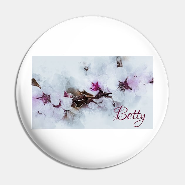 Cherry Blossom Designer Artwork Name Betty Pin by Qwerdenker