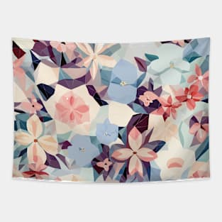 Floral Pattern Polygon style: Geometric Floral Fusion Tapestry