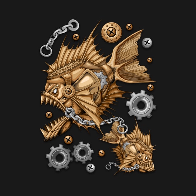 Steampunk Piranha Killer Retro Machine by BluedarkArt