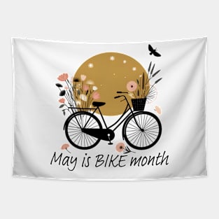 May is BIKE month design with wild flowers Tapestry