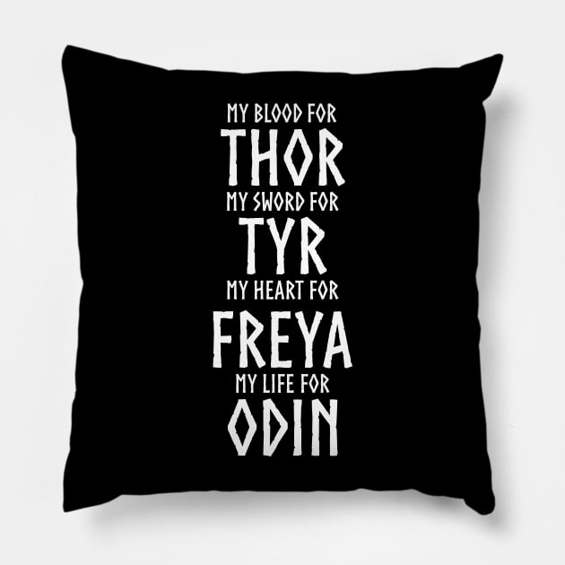 Viking Gods Thor, Tyr, Freya, Odin - Norse Mythology Pillow by Styr Designs