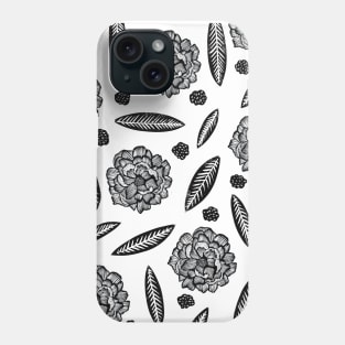 black and white floral Phone Case