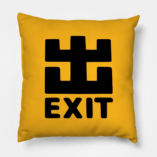 Exit Sign Rave Pillow by badlydrawnbabe