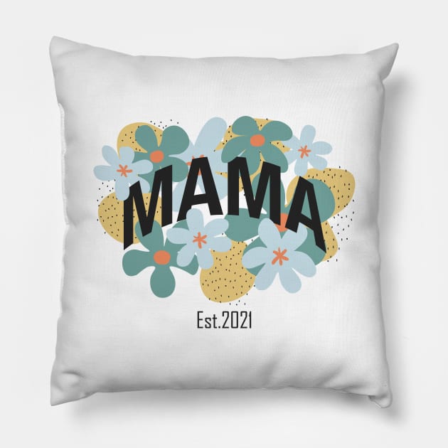 Promoted To Mama Est 2021 Mothers Day Pillow by MasliankaStepan