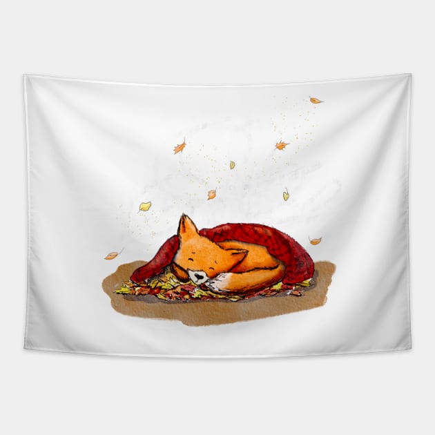 The Fox Under The Blanket Tapestry by Iriska_Bantikova