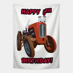 Happy 6th Birthday tractor design Tapestry