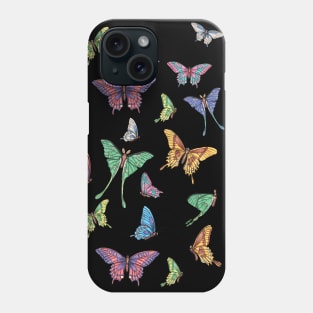 Flying butterflies and Luna moth Phone Case