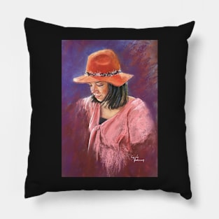 'Marisa in an Orange Hat' Pillow