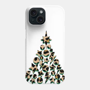 Leopard Print Christmas Tree with Green, Lightning, Star and Baubles Phone Case