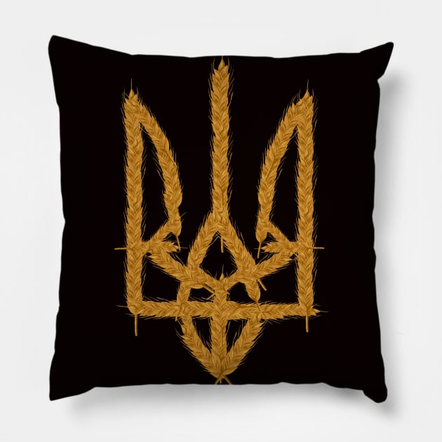 Ukrainian Coat of Arms in Wheat Pillow by EpicClarityShop