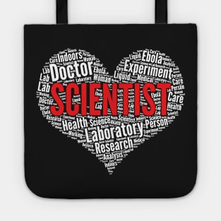 Scientist Heart Shape Word Cloud Design print Tote