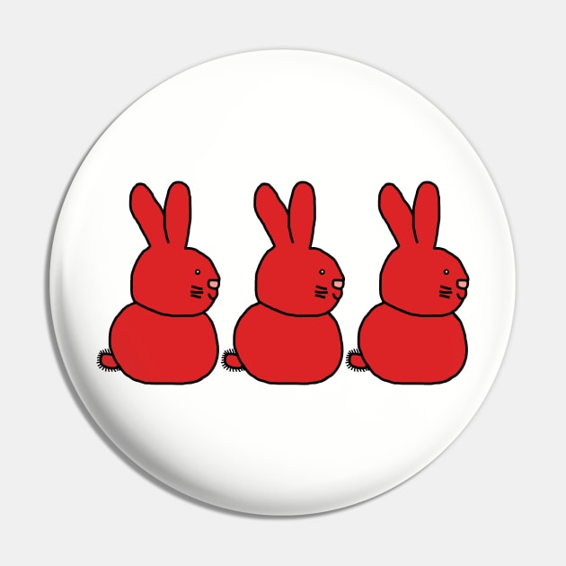 Three Red Easter Bunnies Pin by ellenhenryart