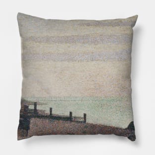 Honfleur, one evening, mouth of the Seine by Georges-Pierre Seurat Pillow