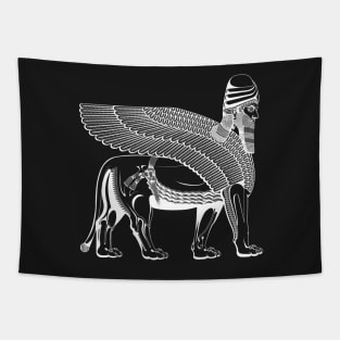 Lamassu Winged lion White Tapestry