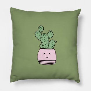 Happy cactus in pot Pillow