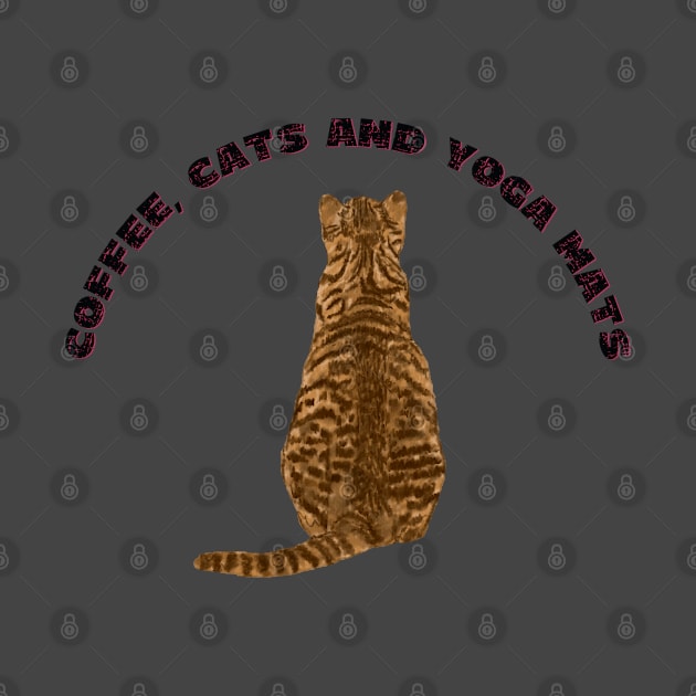 Coffee cats and yoga mats funny yoga and cat drawing by Red Yoga