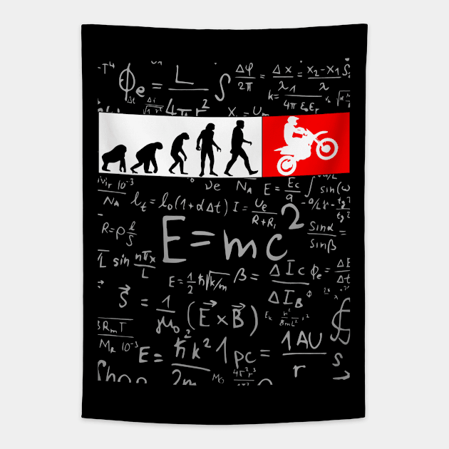 Human Evolution Motocross Tapestry by TwoLinerDesign