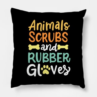 Animals, Scrubs And Rubber Gloves Vet Veterinary Pillow