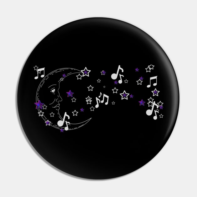 Moon Stars music Notes Pin by LadiesGoldenSpiral