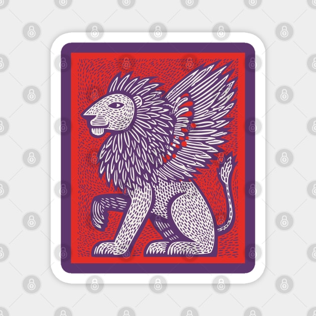Mythical Winged Lion | Guardian Spirit Graphic Magnet by TuncGK