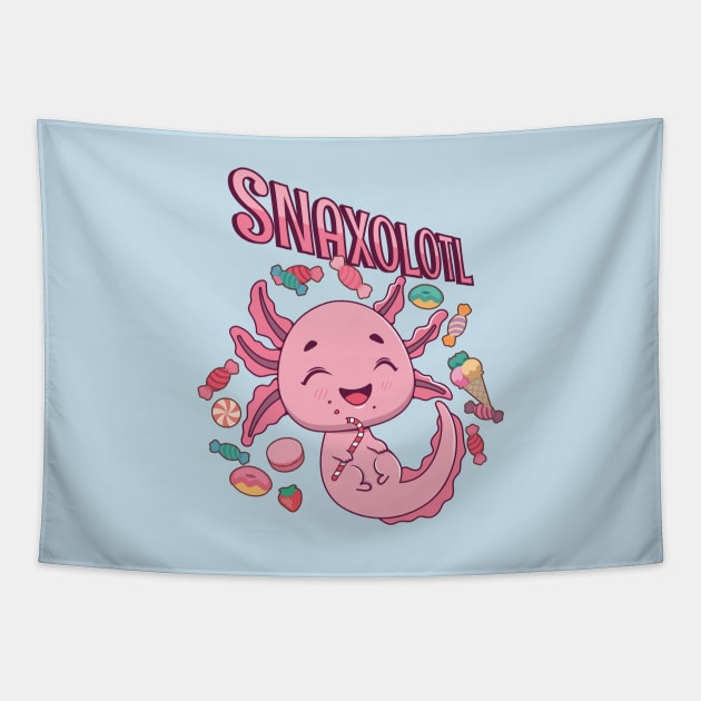 Snaxolotl pun design Tapestry by GazingNeko