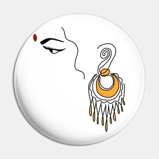 Indian Woman Line Art Pin