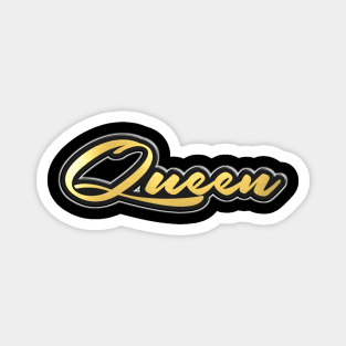 Shiny black and Gold QUEEN word ver6 Magnet