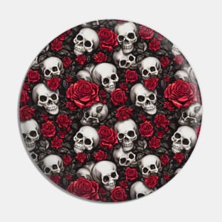 Rose And Skull Pattern Pin