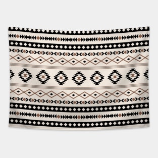 Aztec Black Brown Cream Mixed Motifs Pattern Tapestry