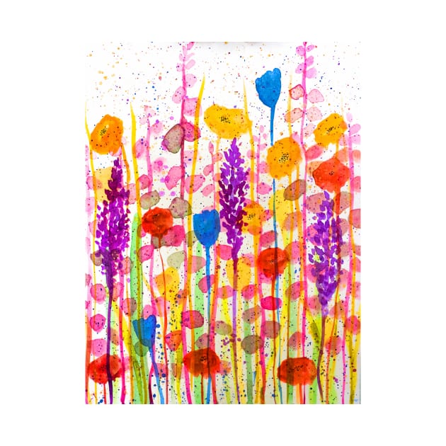 Summer meadow watercolor painting by redwitchart